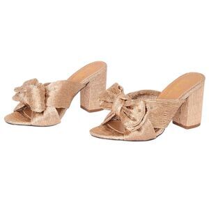 NEW Lulus Dorothea Rose Gold Knotted Block Heel Sandals Size 6
